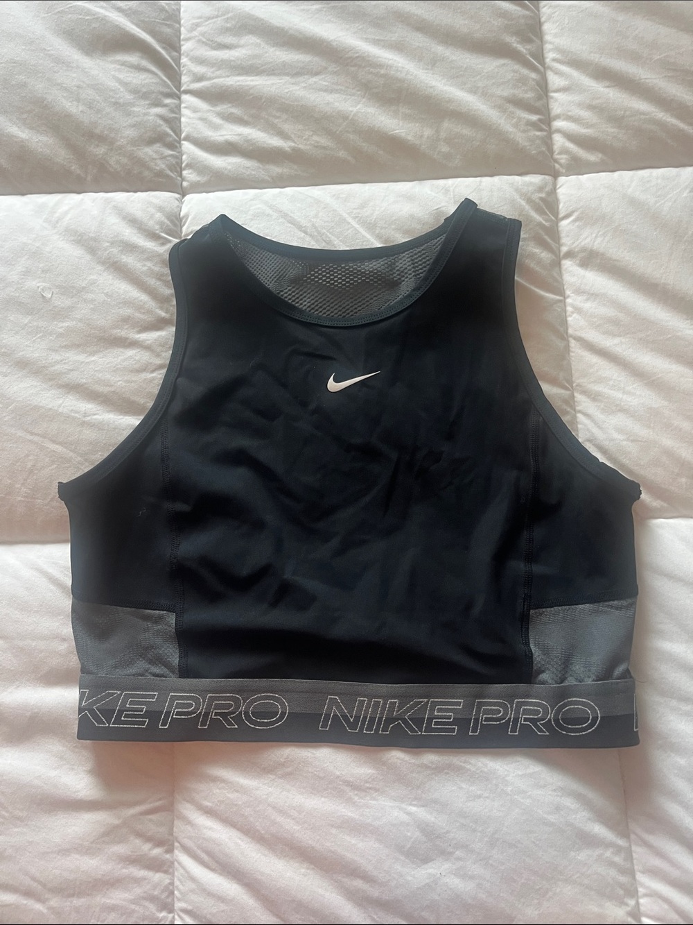 Nike Black Athletic Support Crop Top with Gray Accents